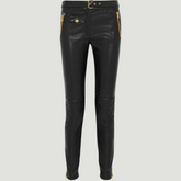 ZIPPER-DETAIL SLIM LEATHER PANTS