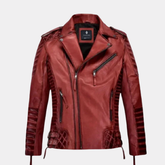 Charles Burnt Red Leather Jacket