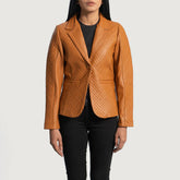 Cora Quilted Brown Leather Blazer