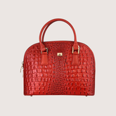Red Noir Croc Leather Handbag