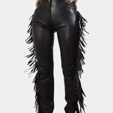 VINTAGE NORTH BEACH LEATHER FRINGE LEATHER PANTS