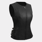 Women's Front Zip Closure Biker Leather Vest