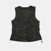 Motorcycle Style Black Leather Biker Vest