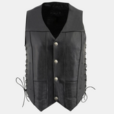 Men's Classic V-Neck Black Motorcycle Leather Vest