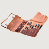 Dark Tan Leather Chef Knife Roll