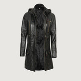 Lisa Womens Black Hooded Coat