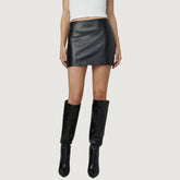 Velvet Edge Faux Leather Mini Skirt