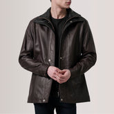 Connor Maroon Leather Coat