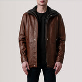 Connor Waxed Brown Leather Coat