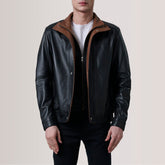 Alfred Black Leather Bomber Jacket