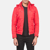 Alps Quilted Red Hooded Windbreaker Jacket