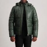 Gordon Green Hooded Leather Puffer Jacket