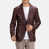 Sheepskin Quilted Maroon Leather Blazer