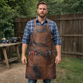 The Devon Brown Full Grain Leather Crossbody Apron