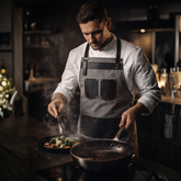The Oxfordshire Grey Canvas Apron With Black Pocket Apron