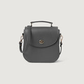 The Sandra Grey Leather Saddle Bag