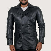 The Prestige Men's Black Leather Long Coat