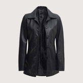 Black Leather Car Coat Womens