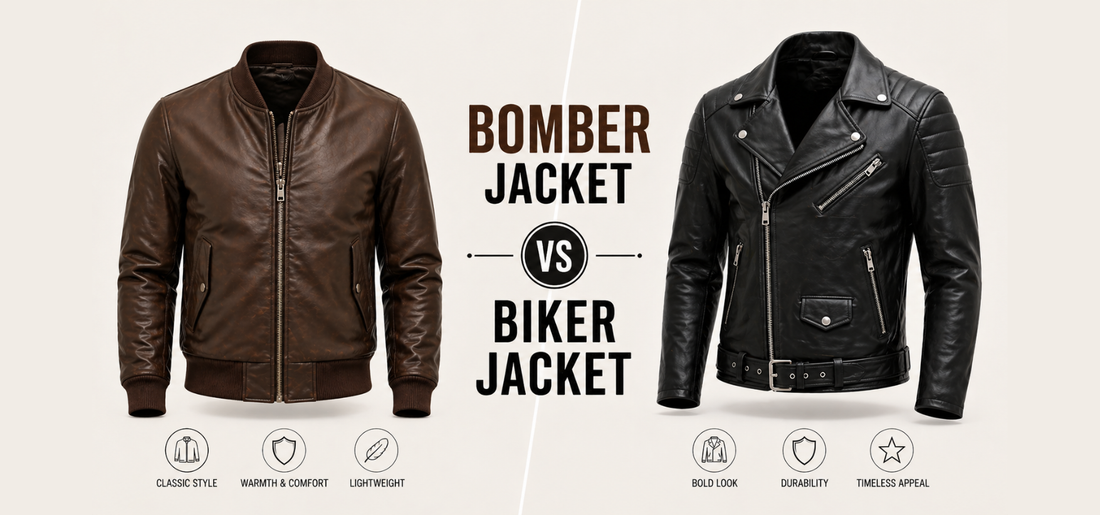 Men’s Leather Bomber Vs Biker Jacket