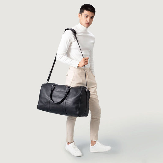 The Darrio Black Leather Duffle Bag - Leather Clan