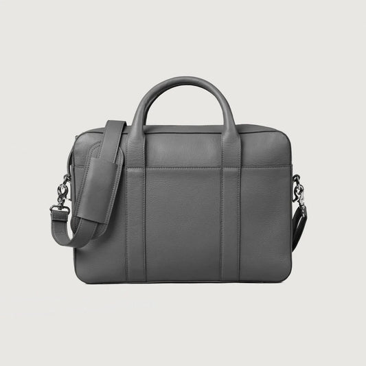 The Captain Grey Leather Briefcase - Leather Clan