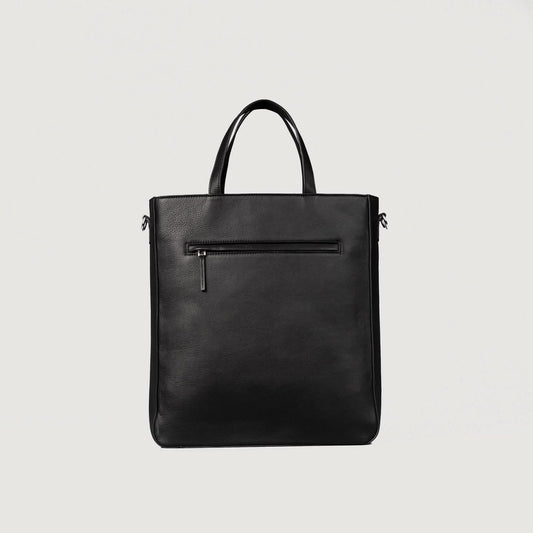 The Poet Black Leather Tote Bag - Leather Clan