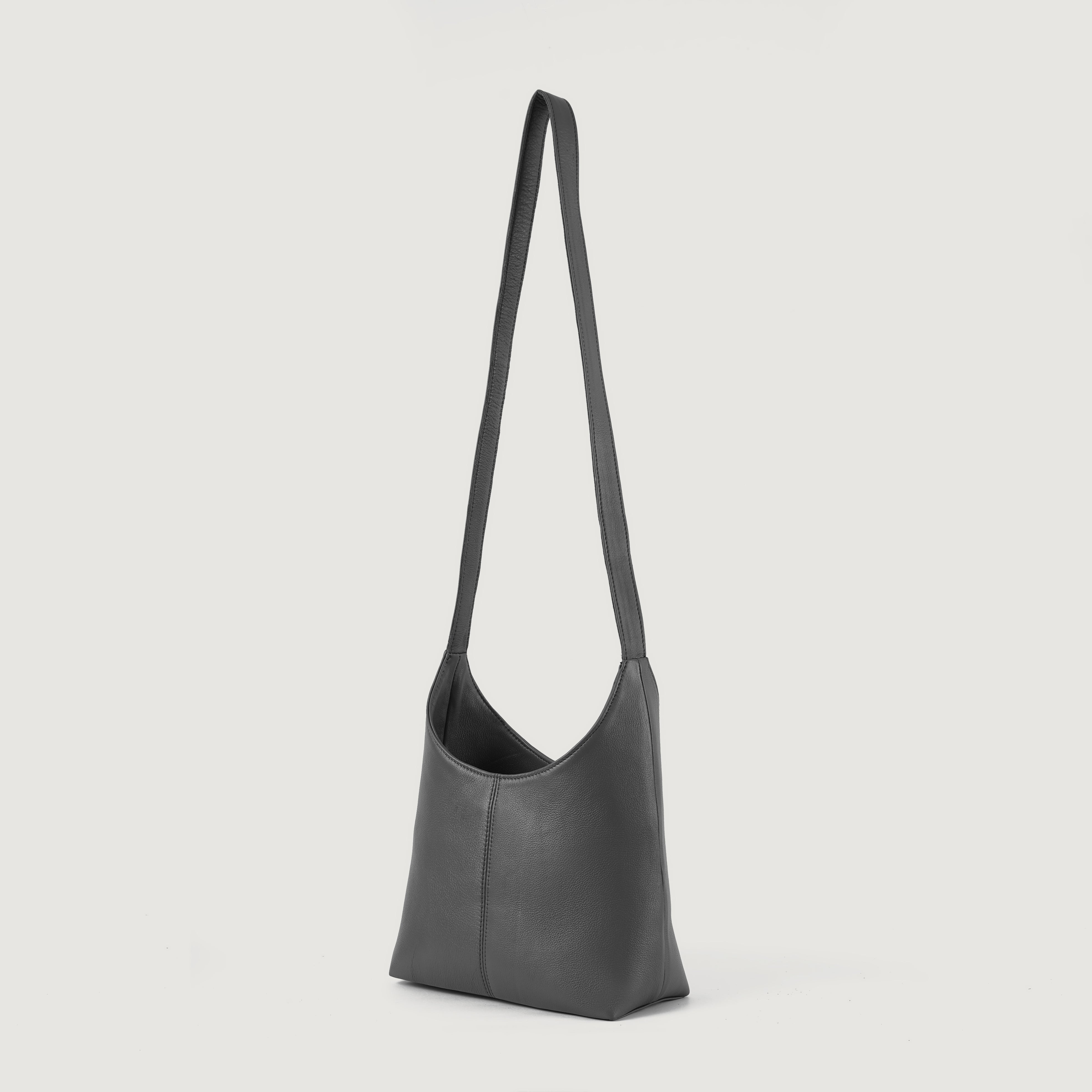 The Stefani Grey Leather Hobo Bag
