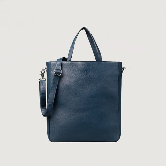The Poet Midnight Blue Leather Tote Bag