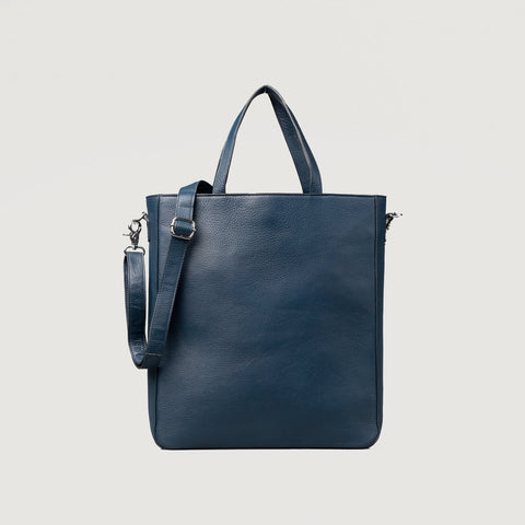 The Poet Midnight Blue Leather Tote Bag