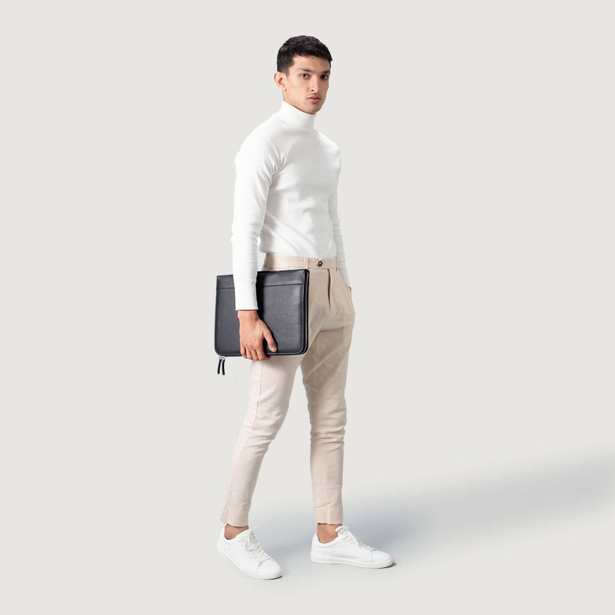 The Eclectic Black Leather Folio Organizer - Leather Clan