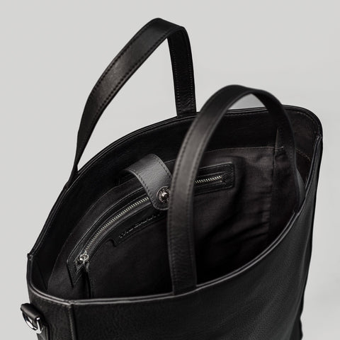 The Poet Black Leather Tote Bag