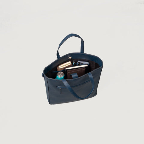 The Poet Midnight Blue Leather Tote Bag