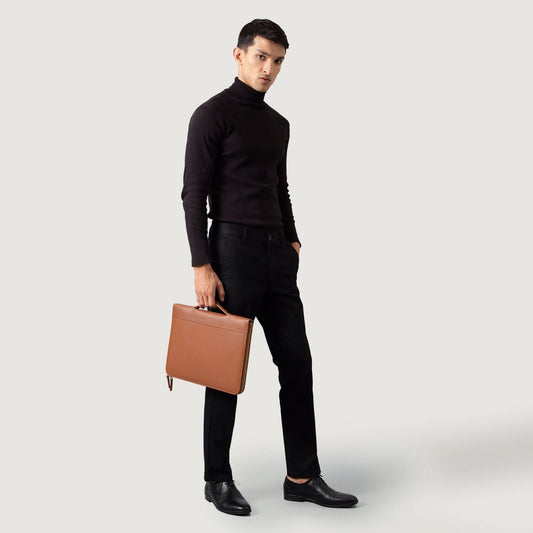 The Eclectic Brown Leather Folio Organizer - Leather Clan