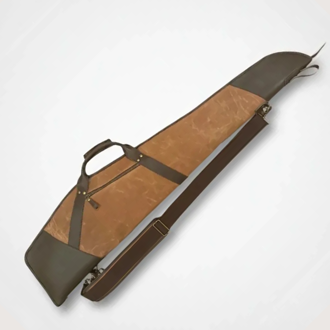 Brown Waxed Canvas Leather Rifle Case