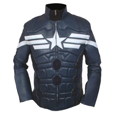 Leather Clan Men's Captain America 2014 Winter Motorbike Faux Leather Jacket (Fencing Jacket)