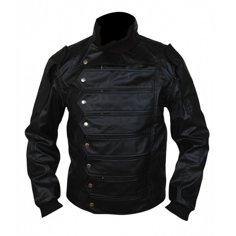 Leather Clan Men's Captain America Winter Soldier Lambskin Leather Jacket (Fencing Jacket)