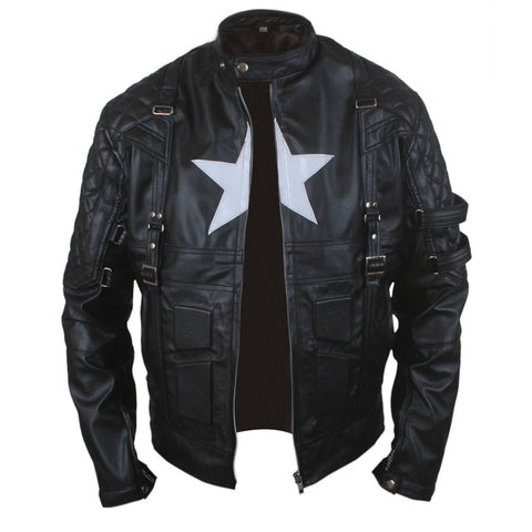 Leather Clan Men's Chris Evans Captain America Genuine Lambskin Leather Jacket (Fencing Jacket)