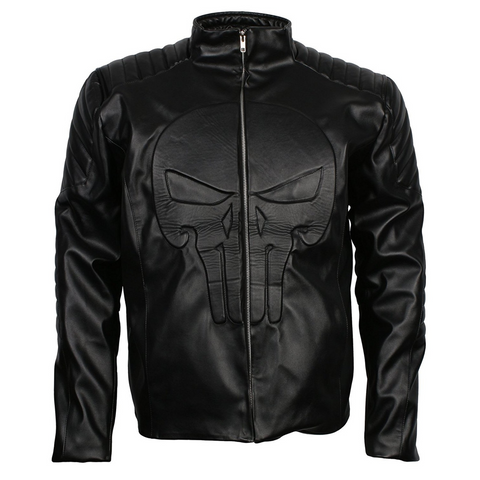 Leather Clan Men's Punisher Frank Castle Skull Synthetic Leather Jacket