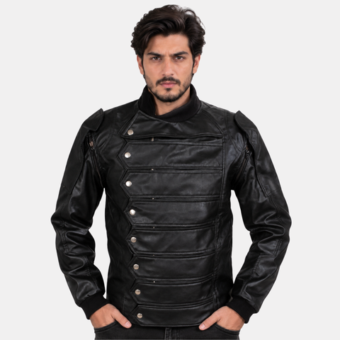 Leather Clan Men's Captain America Winter Soldier Lambskin Leather Jacket (Fencing Jacket)