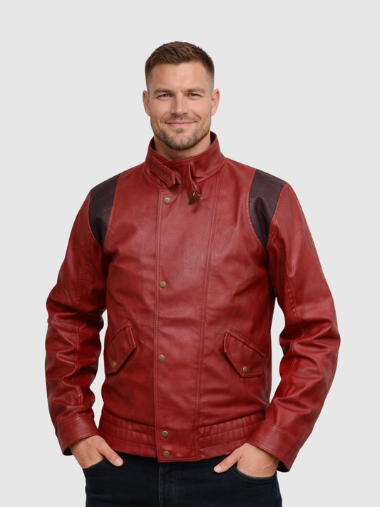 Men's Red Biker Leather Jacket – Motorcycle Casual Style