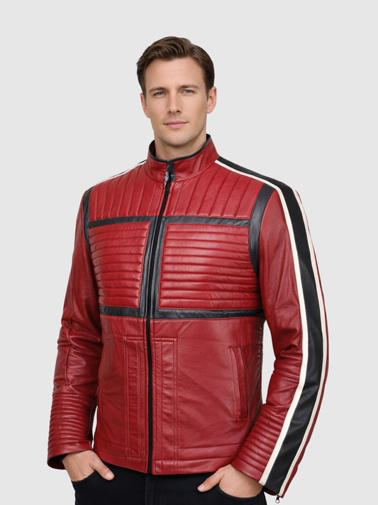 Red Biker Leather Jacket – Motorcycle Casual Style
