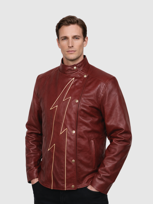 Red Biker Leather Jacket – Motorcycle Celebrity Style