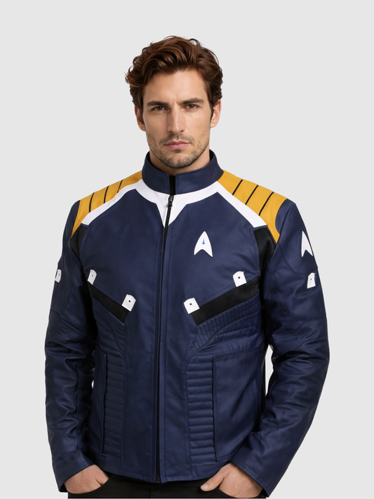 Men's Blue Biker Leather Jacket – Motorcycle Celebrity Style
