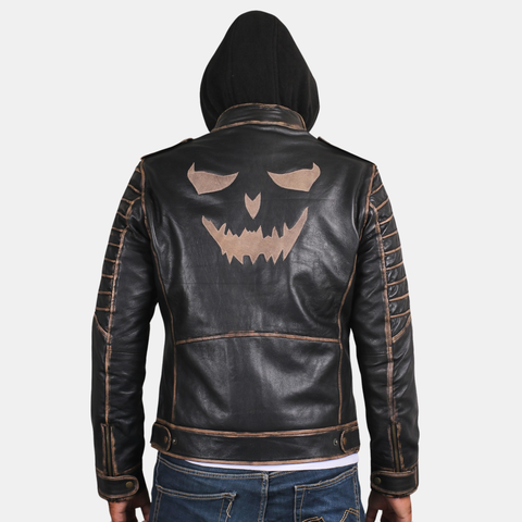 Leather Clan Men's Genuine Cow Ruboff Suicide Squad Joker Leather Jacket
