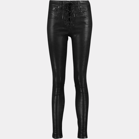 JANICE LACE UP LEATHER PANTS