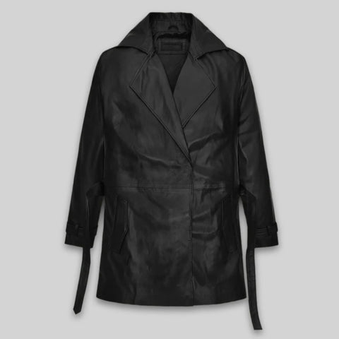 Renee Zellweger Leather Long Coat