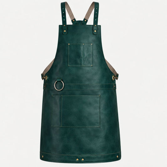 Full Grain Green Leather Welder's Apron