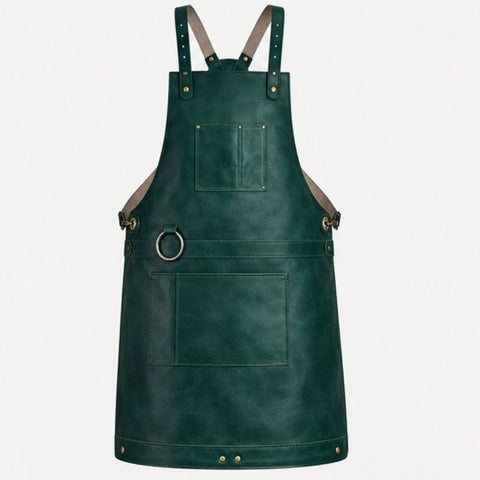 Full Grain Green Leather Welder's Apron