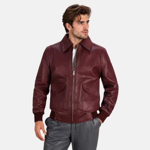 Leather Clan Men's Genuine Lambskin Classic Bomber Jacket