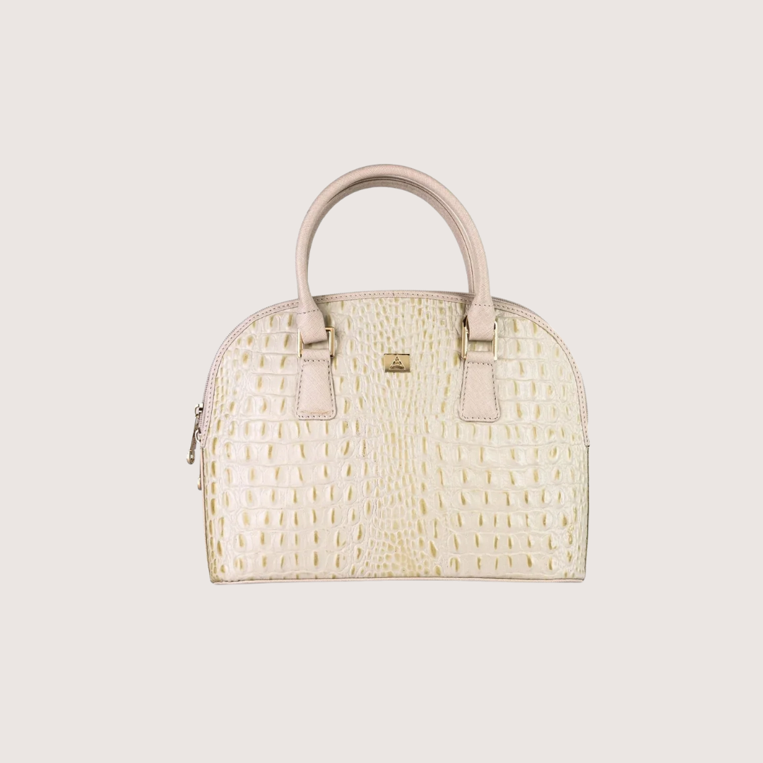 White Noir Croc Leather Handbag